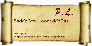 Padács Leonidász névjegykártya